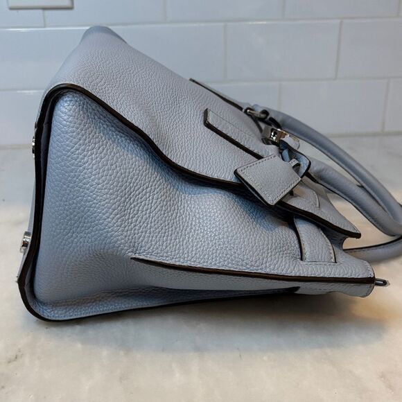 Michael Kors Hamilton Denim Pebbled Leather Convertible Satchel - Picture 7 of 16